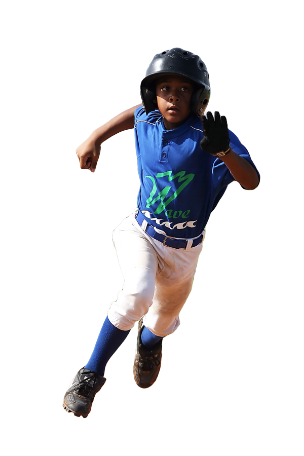 young baseball player running